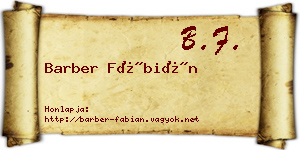 Barber Fábián névjegykártya